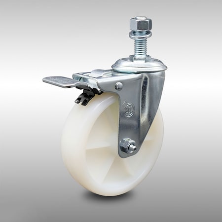 Service Caster 5 Inch SS Nylon Wheel Swivel 1/2 Inch Threaded Stem Caster with Total Lock Brake SCC-SSTSTTL20S514-NYS-121315